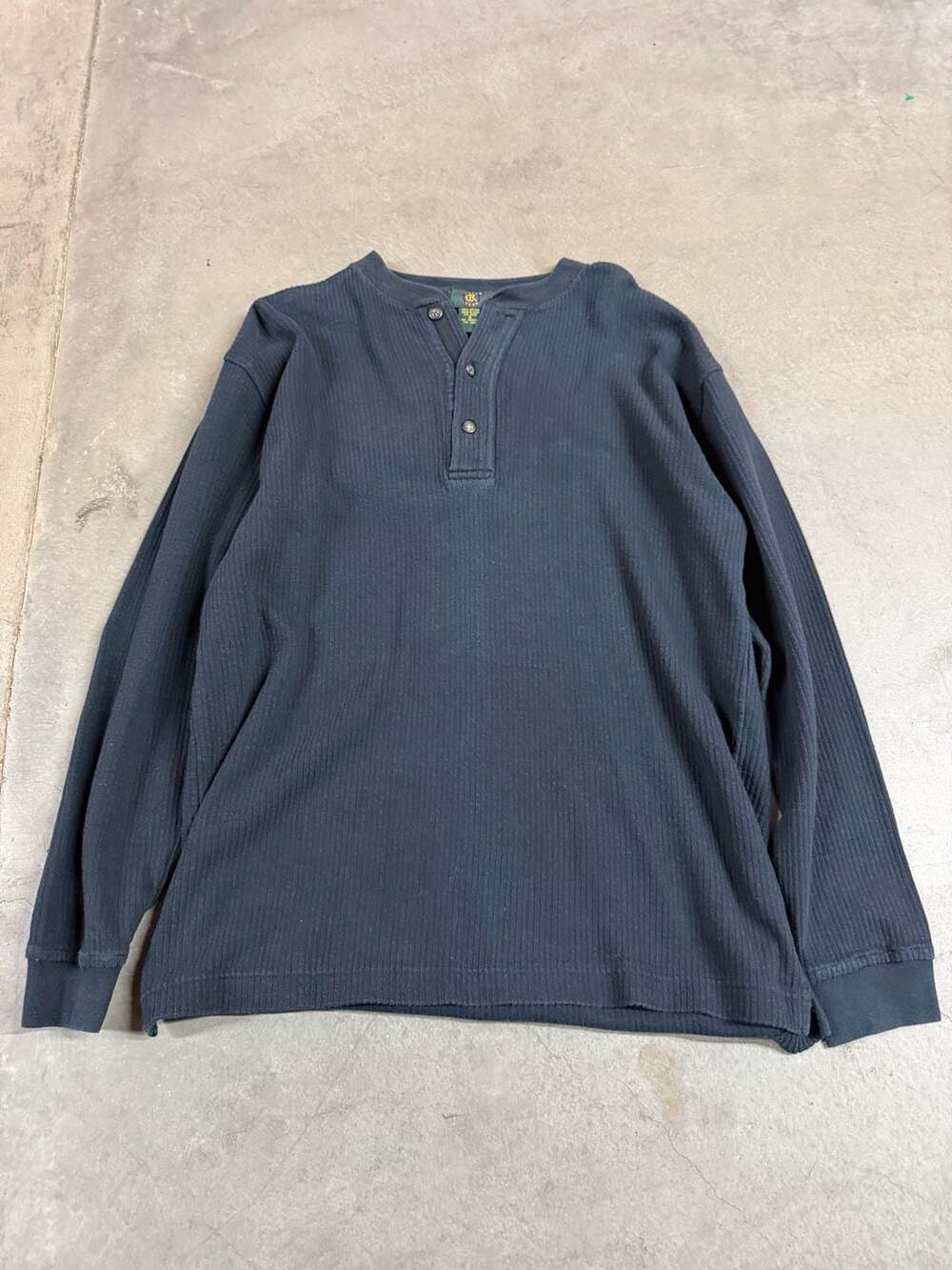 Club Room Men's Black Long Sleeve Thermal Waffle Knit Henley Shirt Size S